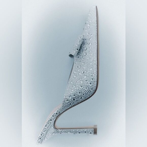 BRIDAL ZARA RHINESTONE BOW HEELED SLING BACKS PRINCESS WEDDING - Picture 8 of 10